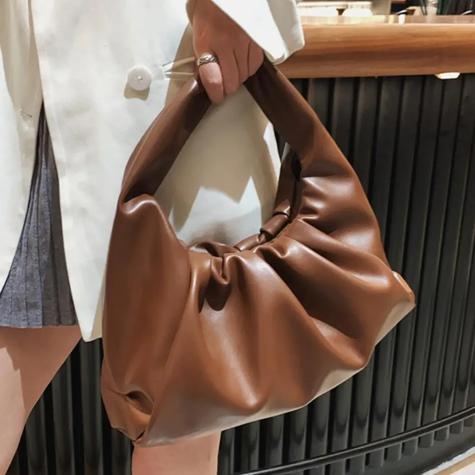 

Elegant Pleated Women's Handbag Designer Fluffy Leather Women's Shoulder Bag Vintage Armpit Bags for Women 2023 Brands Purses