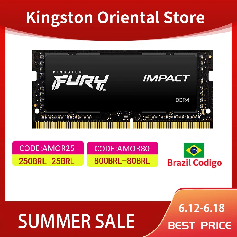 Kingston Memoria Ram ddr4 3200MHz 8gb 16gb 32g HyperX Impact SODIMM CL20 1,2 V D RAM 260pin Intel Gaming Notebook memory for lapt