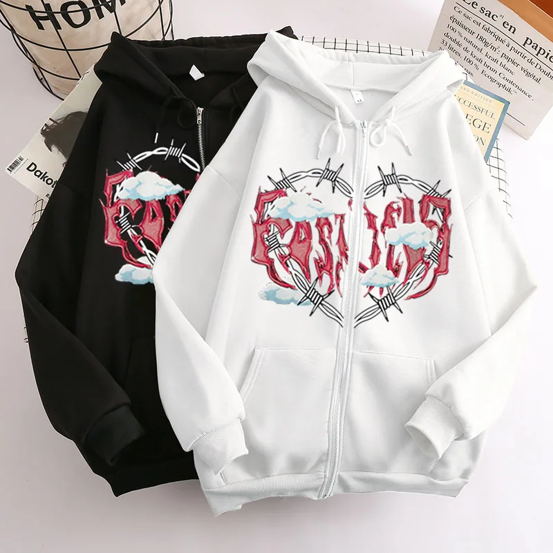 Толстовка унисекс на молнии с надписью Love Text Y2K