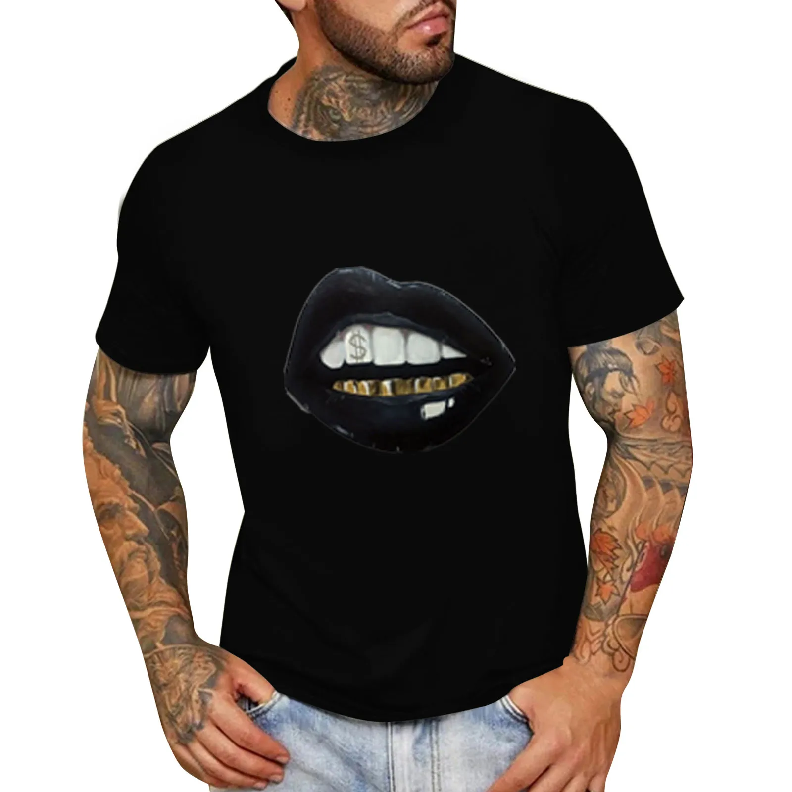 

Men Summer T-Shirts Fashion Casual Round Neck Small Print T Shirt Short Sleeve Shirt Clothing boy Blusas t-shirt Short Sleeve