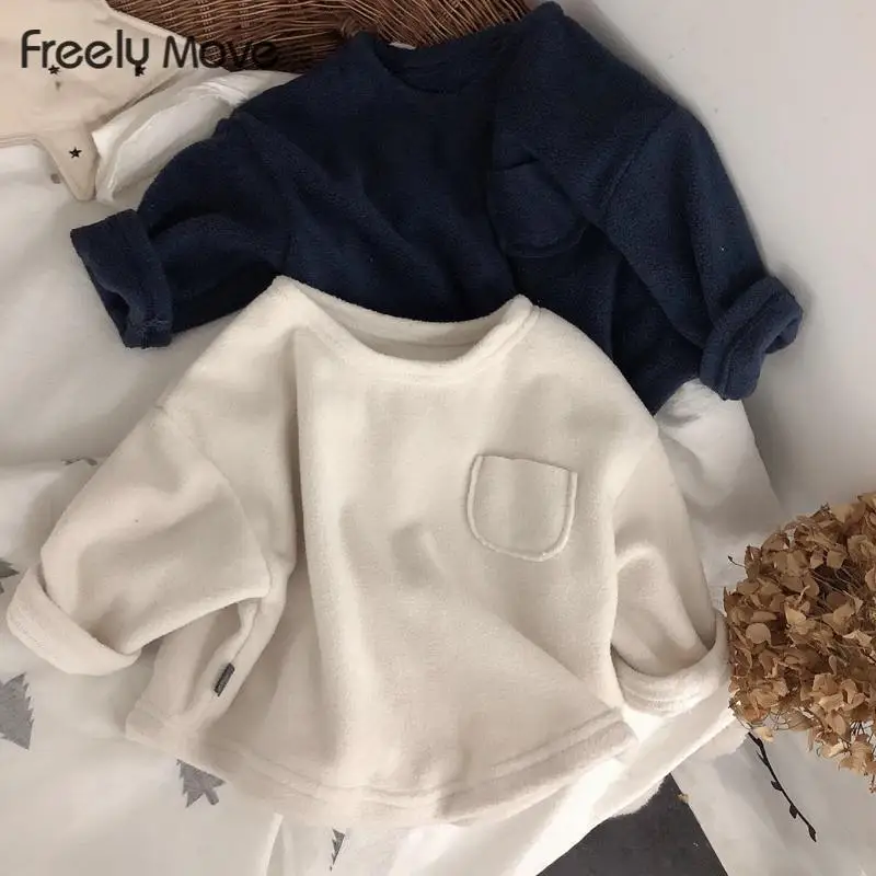 

Freely Move Children Long Sleeve T-shirts Boys Cotton Clothes Bottoming Tee Shirts Girls Casual Tops Solid Toddler Baby T Shirt