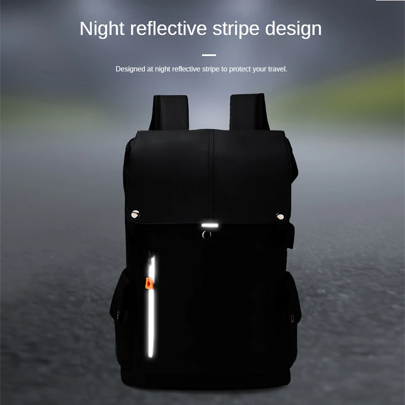 

New Style Men's Business Backpack Oxford Solid Color Large Capacity Student Schoolbag Reflective Waterproof Travel Backpack