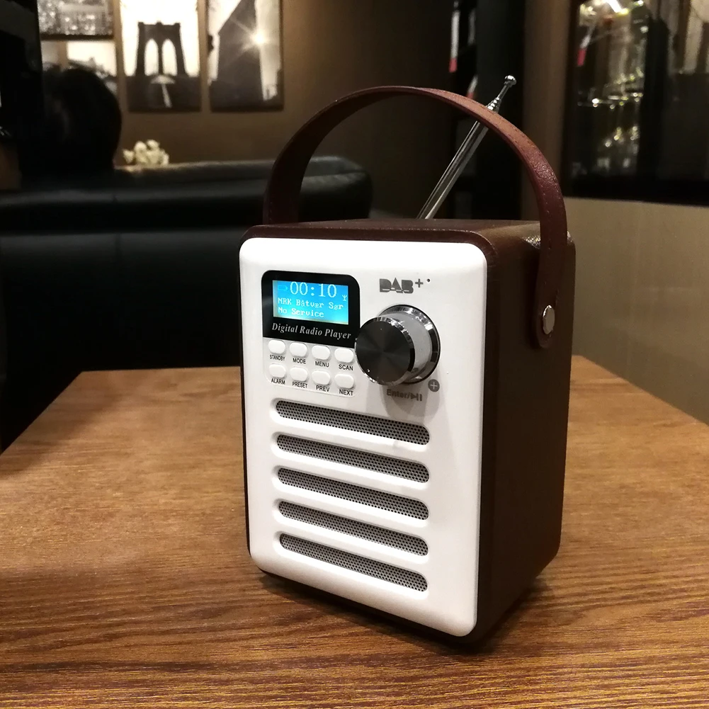 

Цифровой радиоприемник DAB в стиле ретро, портативный деревянный MP3 USB плеер с аккумулятором, ЖК-дисплей, FM-приемник, громкая связь