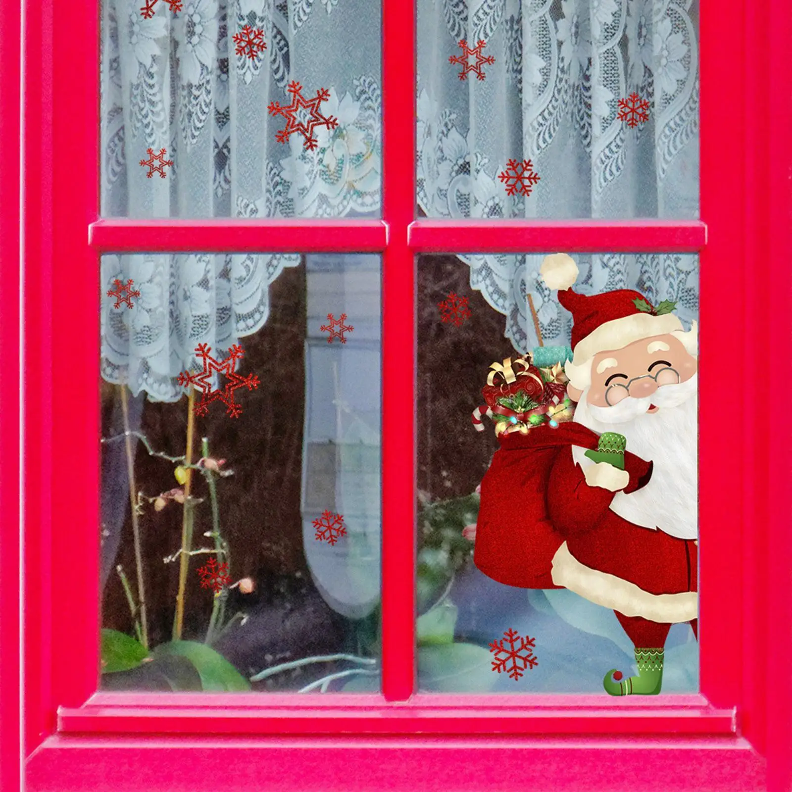 

Christmas Cartoon Santa Claus Window Glass Stickers Merry Christmas Decor For Home Mirror Stickers Snowflake Wall Door Sticker