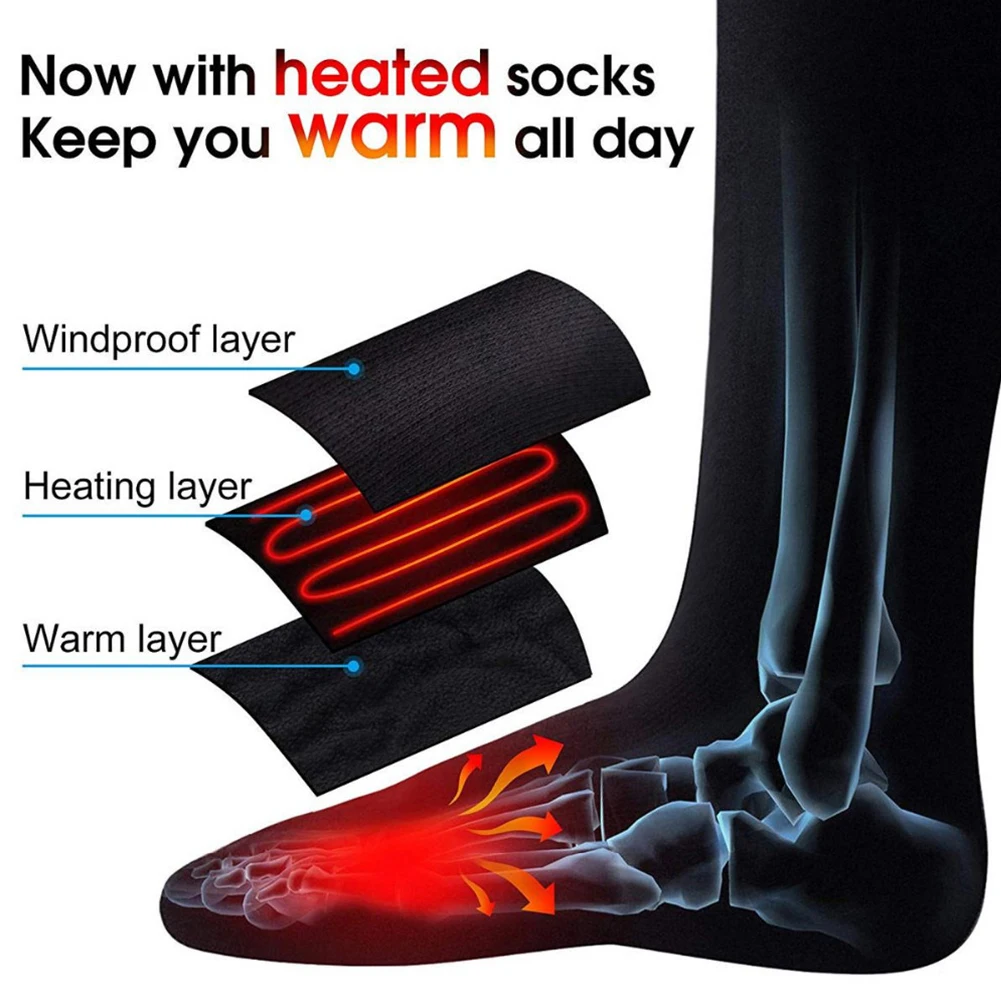 3V Thermal Cotton Heated Socks for Men Women Battery Case Battery Operated Winter Foot Warmer Electric Socks Warming Socks