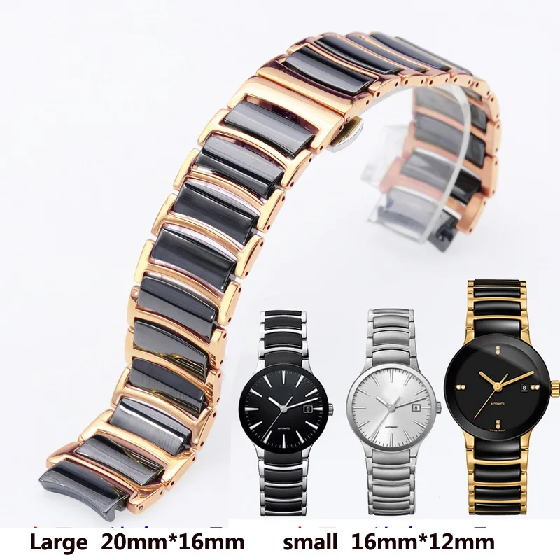 Uhr Strap Für Rado CENTRIX R30927722 Serie Feine Stahl Inter Keramik Schmetterling Schnalle Frauen Männer Armband 12mm * 16mm 16mm * 20mm