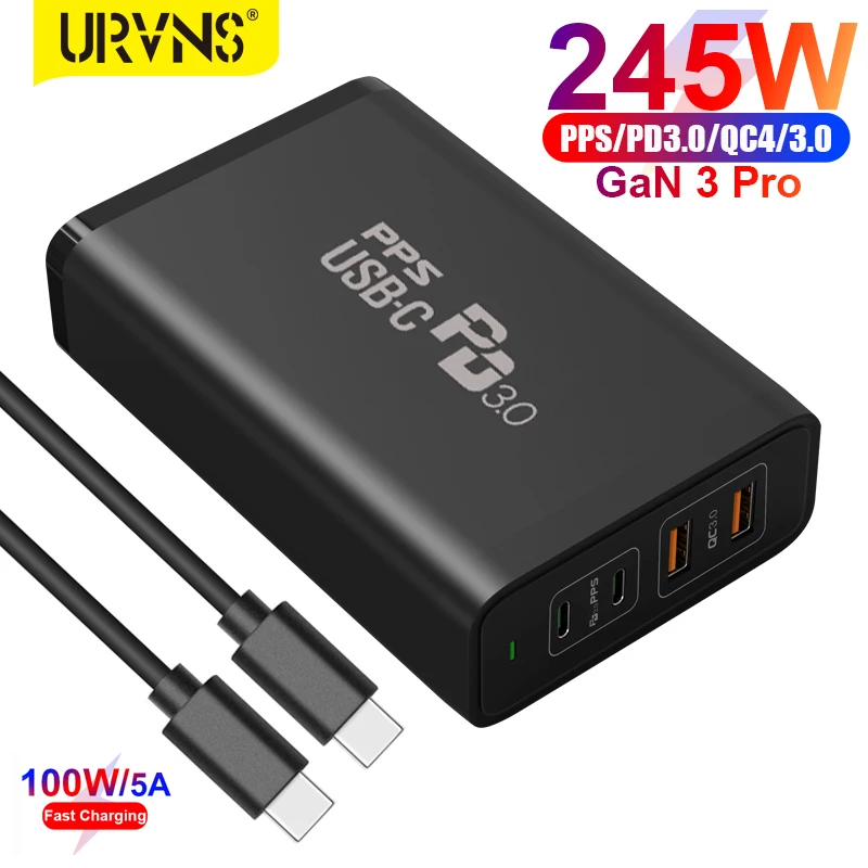 Адаптер питания URVNS 245 ВТ GaN 3 Pro USB-C 4 порта Тип C Быстрая зарядка 0 QC4 - Цена: 9683.92