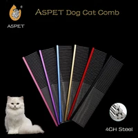 aspet pet brush grooming dog comb stainless steel dog cat comb brush long hair dense comb cleansing face pet grooming supplies