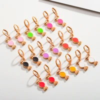 1134mm 2 pairs of colorful candy girls sweet jewelry drop oil alloy fashion pink hoop dangle earrings wholesale women accessore