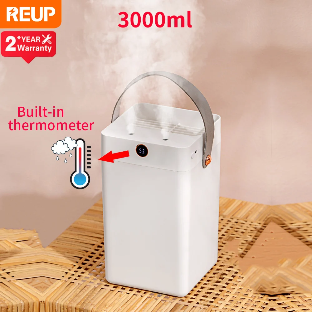 

3000mL Air Humidifier Essential Oil Diffuser Humidity Digital Display Aromatherapy Portable Humidifiers Diffusers Double Nozzle