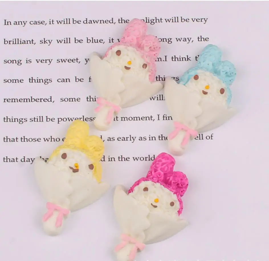 

Kawaii Cartoon Rose Bouquet Flatback Resin Cabochon Fit Phone Decoration DIY Scrapbooking Jewelry Charms Accessories