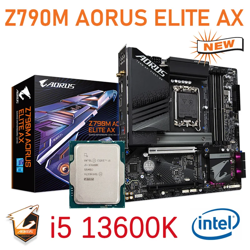 

Комплект процессора Intel Core i5 13600K с Gigabyte Z790M AORUS ELITE AX DDR5 LGA1700, комплект материнской платы Combo i5 13600K, новый процессор