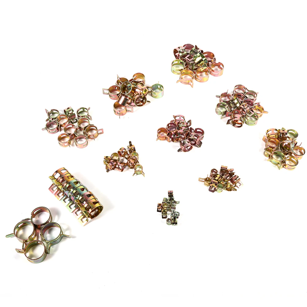 

100 Pcs 10 Sizes Autos Spring Clip Fuel Oil Water Hose Pipe Tube Clamp Fastener