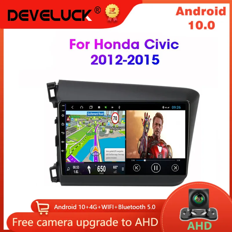 

Автомагнитола на Android 10,0 для Honda Civic 2012-2015 2 Din 4G + 64G RDS DSP + 48EQ 4G Net WIFI GPS навигация мультимедийный видеоплеер