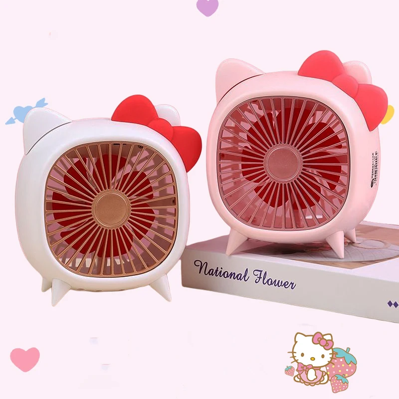 

Sanrio Hello Kittys Y2K Electric Fan Kawaii Anime Cute Student Dormitory Desktop Outdoors Electric Fan Toys for Girls Gifts