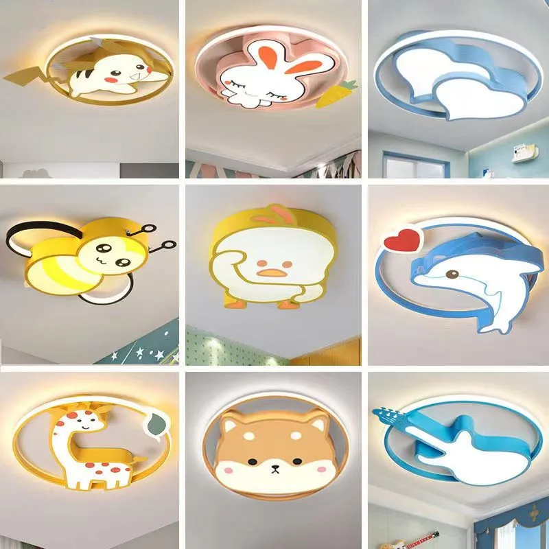 

50CM Cartoon Bedroom Lamp LED Eye Care Bee Pikachu Dinosaur Rabbit Ceiling Light for Children's Room Girls Boys Indoor Decora
