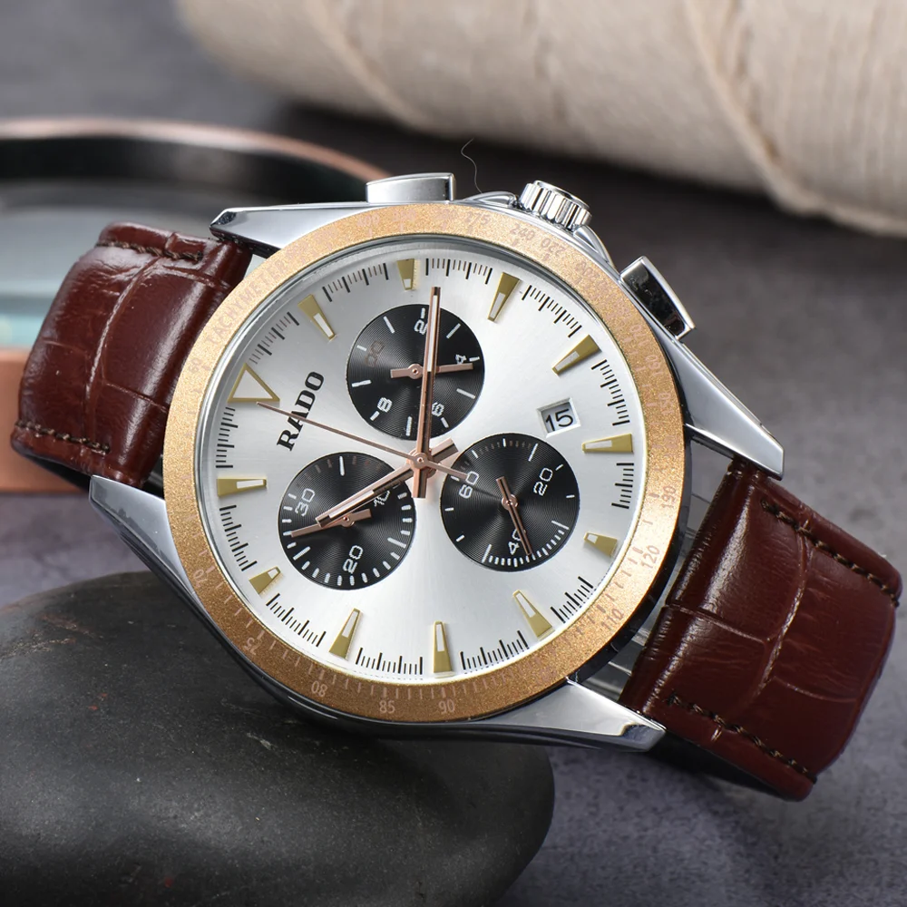 2023 Rado Original Brand Watches For Mens Luxury Multifunction Automatic Date Watch Business Full Steel Chronograph AAA Clocks