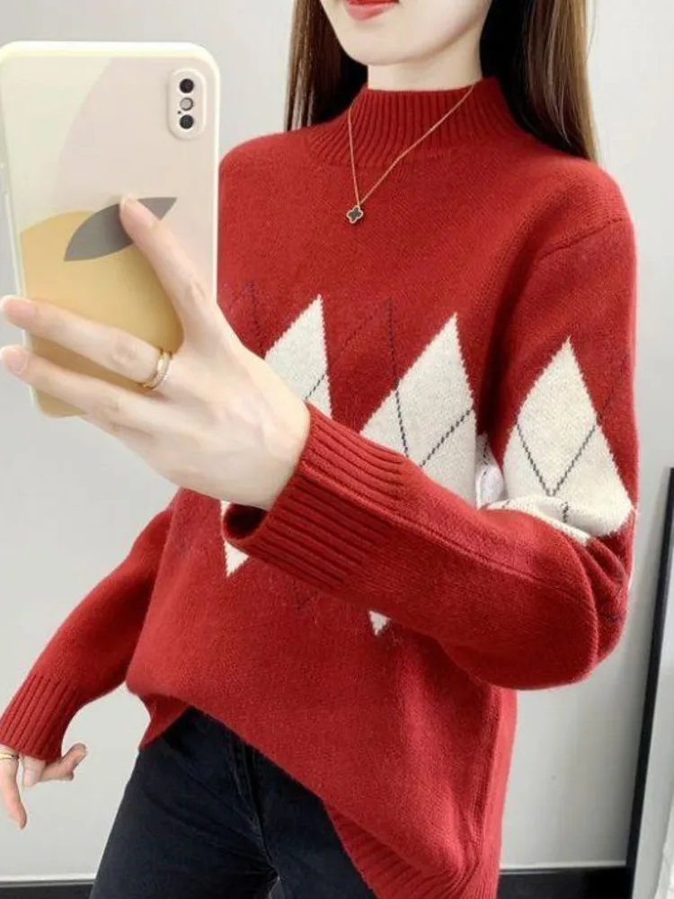 

Женский свитер, модный вязаный пуловер в стиле Харадзюку, универсальный Повседневный базовый мягкий шикарный вязаный свитер с длинным рукавом, топы