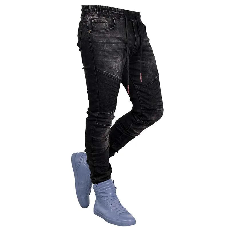 New Men's Jeans Black Fashion Elastic Waist Jeans Men's Youth Party Denim Casual Sports Pencil Pants Men's Straight Pants джинсы
