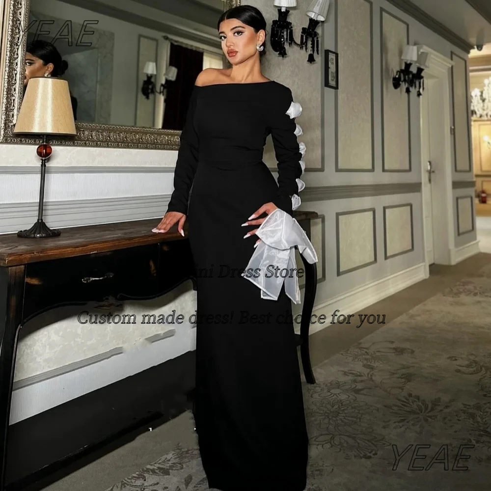 Santorini Индивидуальные черные платья для выпускного вечера с белым галстуком и