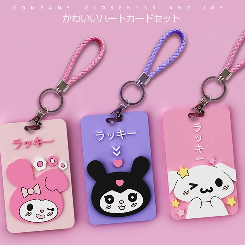 

Sanrios Anime Kawaii Kuromi Card Cover Cinnamoroll My Melody Silicone Id Card Holder Cartoon Bus Student Campus Card Sleeve Toy