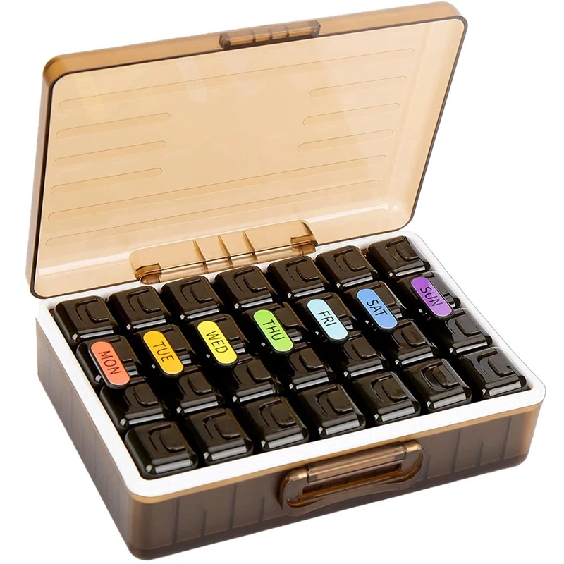 

Big Capacity Pill Organizer Contains 7 Cute Box 4 Times A Day, AM PM Medication Organizer Travel Essentials