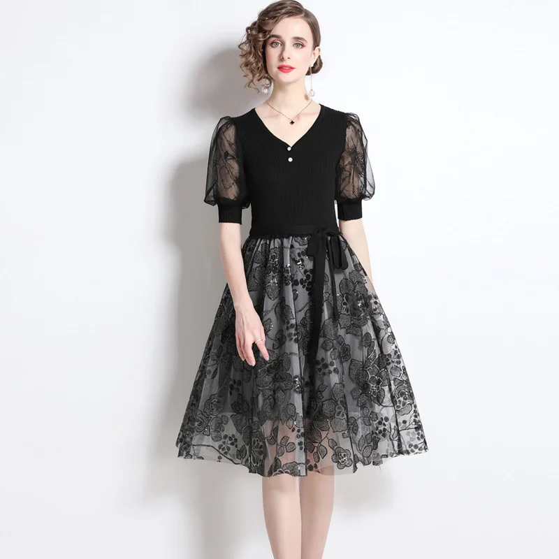 

Vintage High Quality Elegant Outfits For Women Summer Embroidery Hollow Out Midi Long Dresses Lady Boho A Line Vestidos Dresses