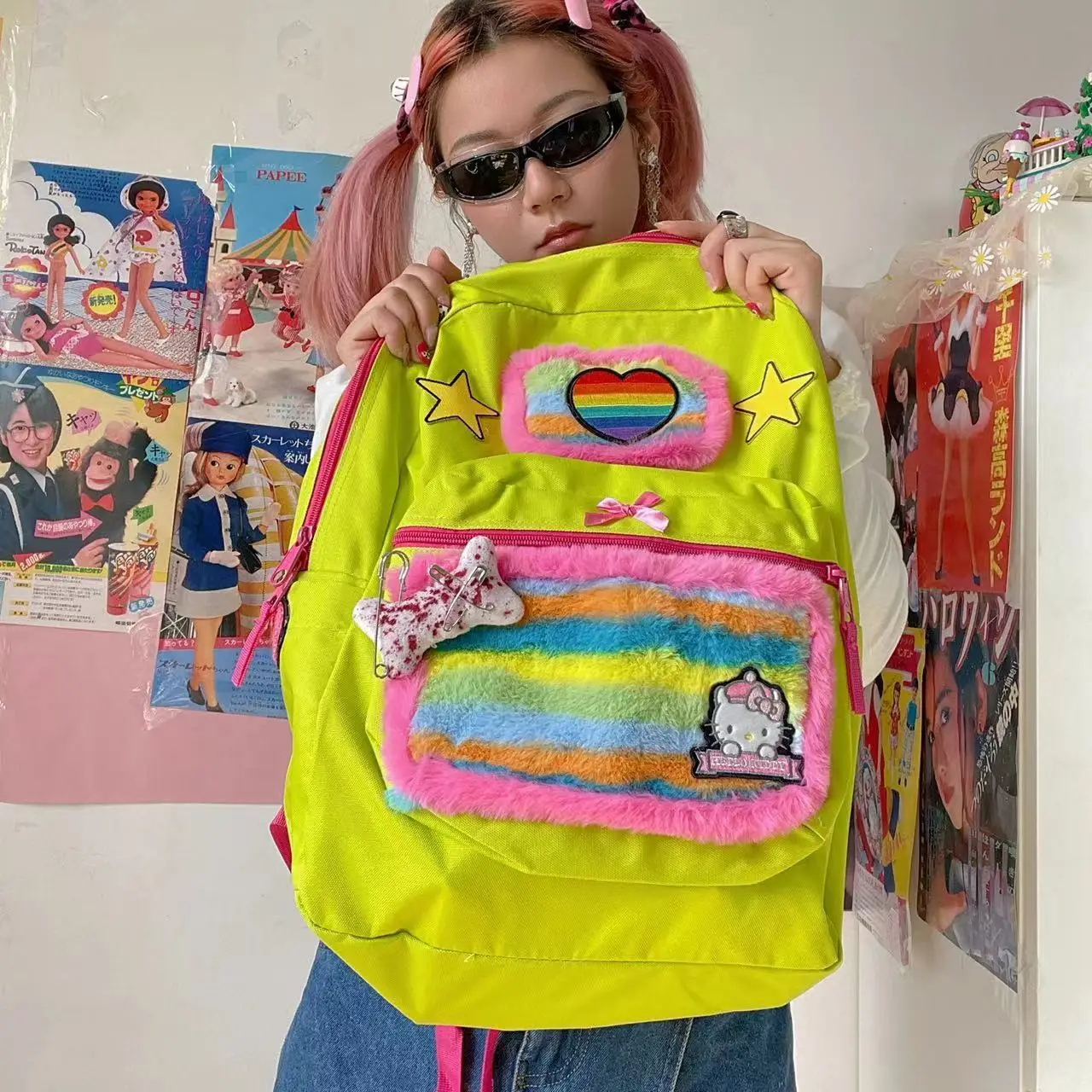

Kawaii Hello Kitty Backpack Plush XINGX Y2g Millennium Autumn and Winter New Bone Student Backpack Schoolbag Tote Bag for Girls