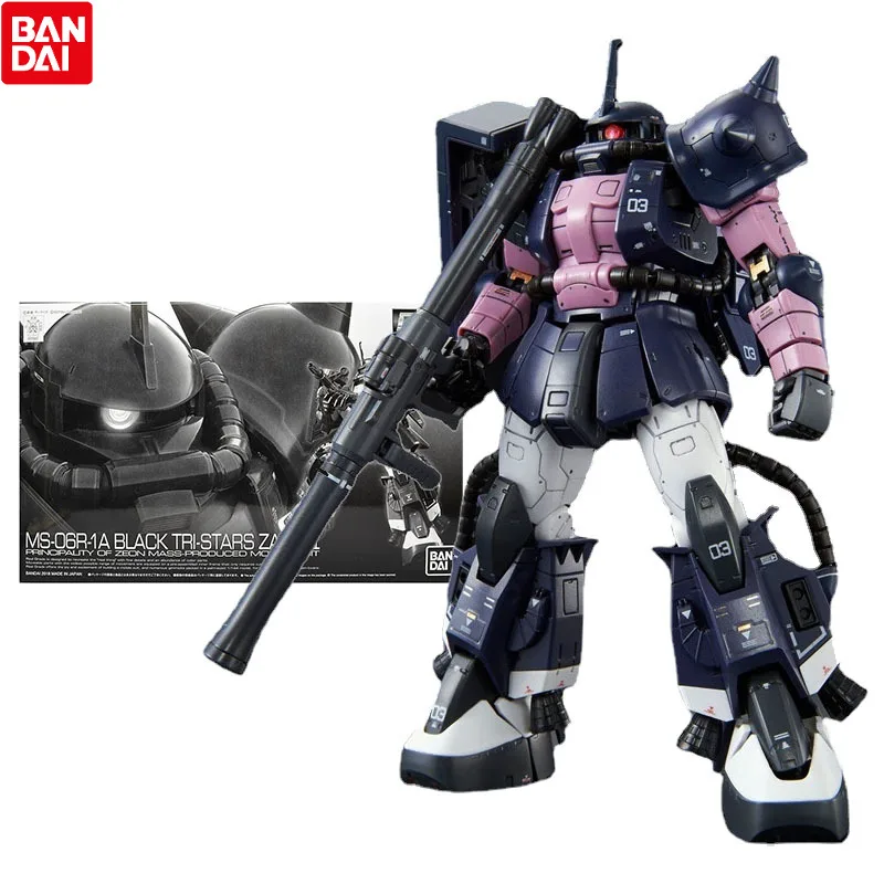 

Bandai Gundam Model Kit Anime Figure RG MS-06R-1A Black Tri-Stars Zaku 2 Genuine Gunpla Anime Action Figure Toys for Children