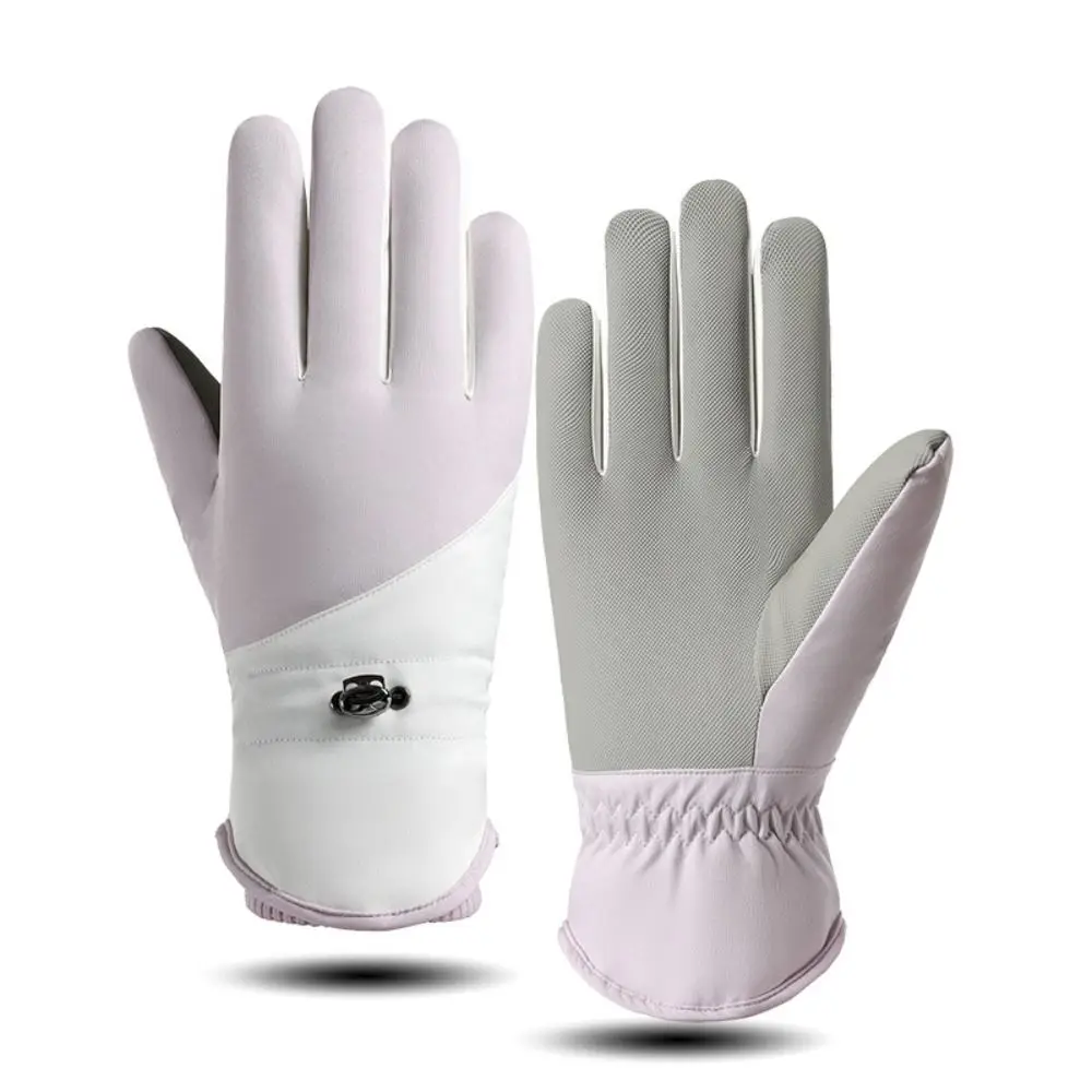 Теплые утепленные зимние лыжные перчатки с пятью пальцами плюшевые для