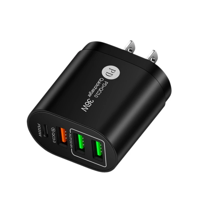 

Hot PD20W+QC3.0+2.4A Dual USB Fast Charging Mobile Phone Plug , Suitable For Iphone Samsung Xiaomi