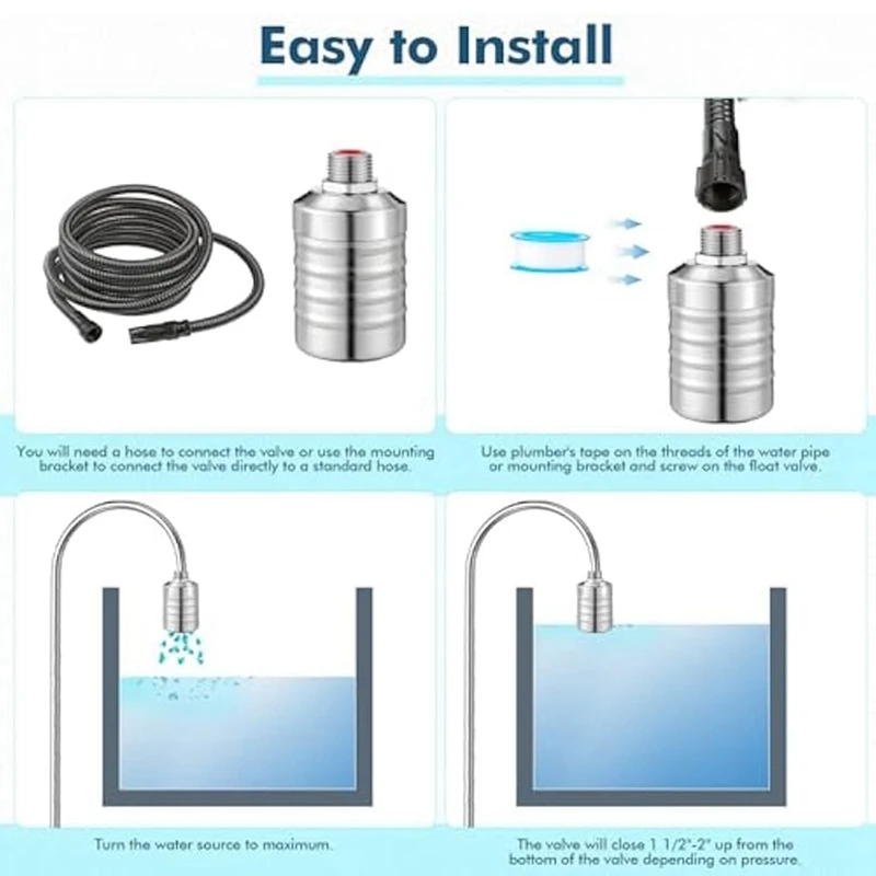 Поплавковый клапан от 1/2 до 3/4 дюйма для воды с автоматическим отключением