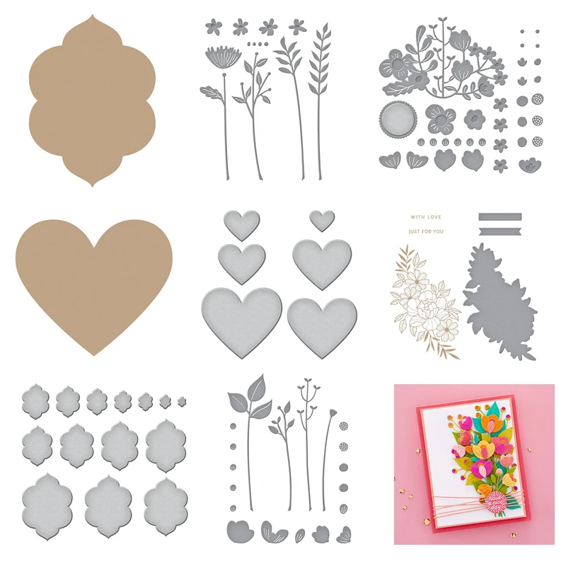 

Essential Heart Floral Reflection Series New 2022 Cutting Die Hot Foils Scrapbooking Paper Making Embossing Frame Card Craft
