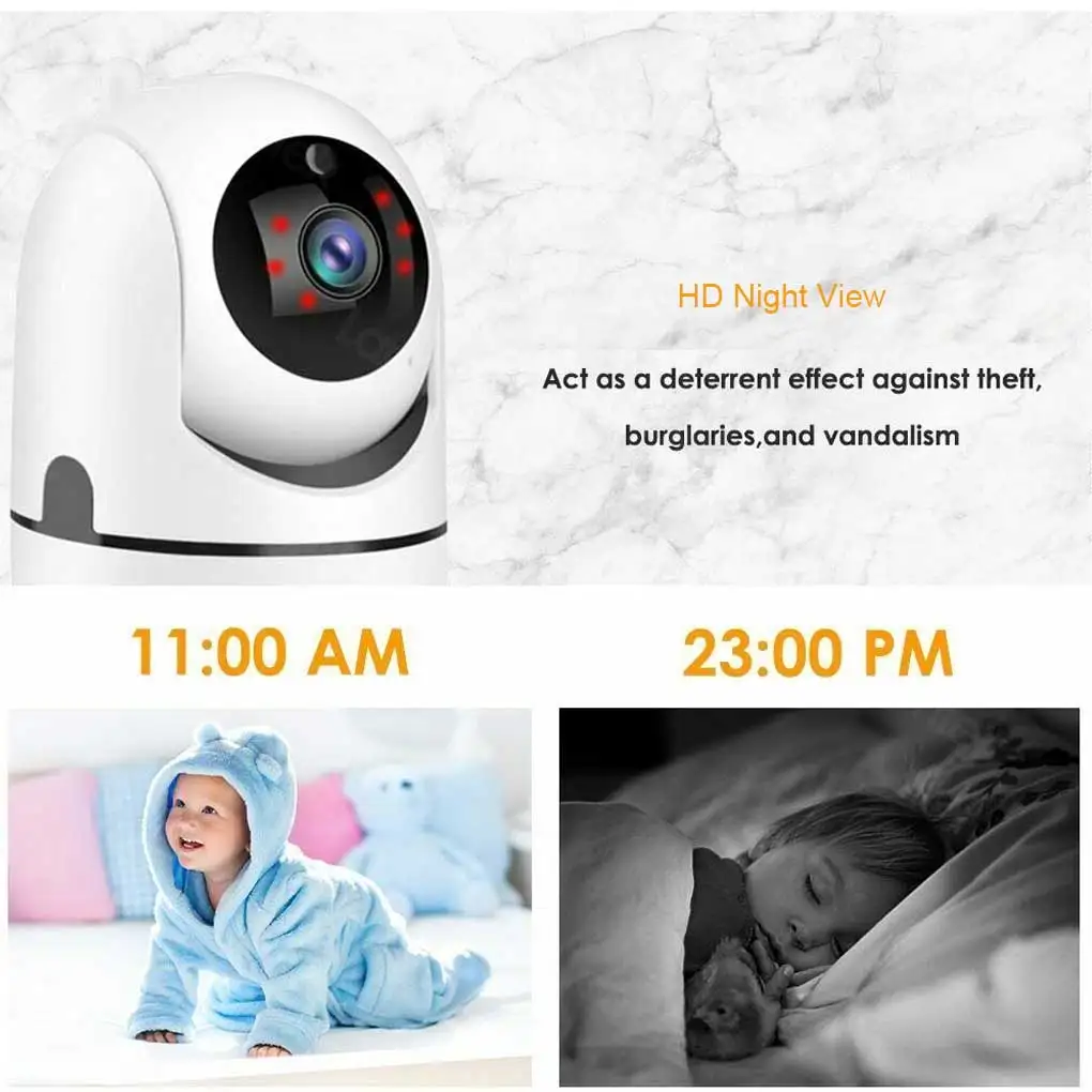 

WiFi Camera Universal Rotary Movement Detection 1080P Night View Infrared Home Security Office Wireless Camcorder UK Plug White