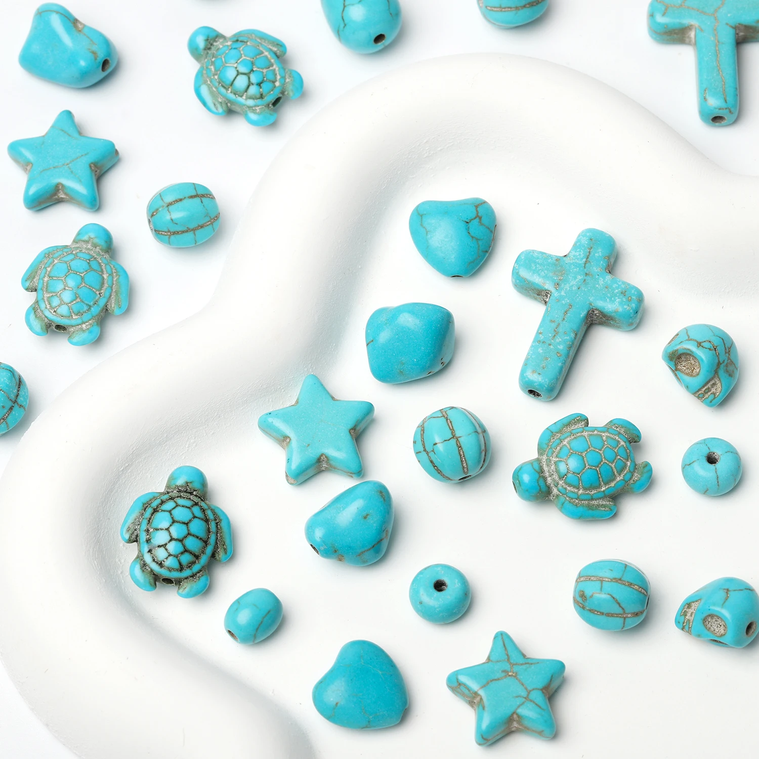 Бусины из натурального бирюзового камня череп морская черепаха капельное сердце