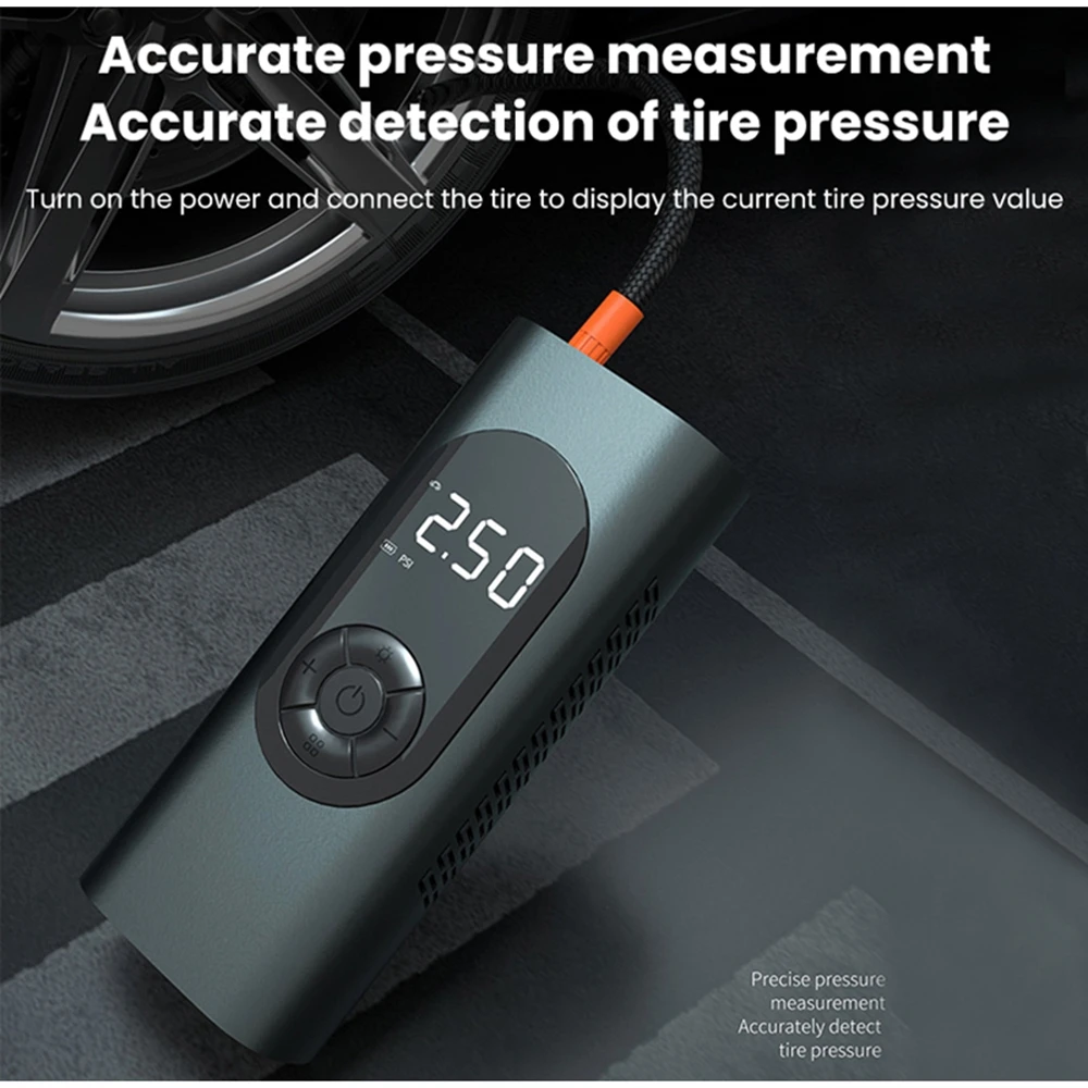 

6000mAh Car Electrical Air Pump 10S Fast Inflation Portable Wireless Tire Inflator 150PSI Air Compressor Motorcycle Bicycle Ball