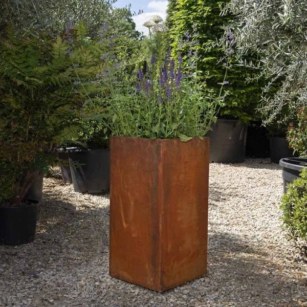 decorative Corten Steel metal flower large Rectangular Tree planter pots
