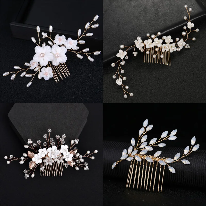 Элегантная тиара ручной работы свадебная расческа для волос цветочные свадебные