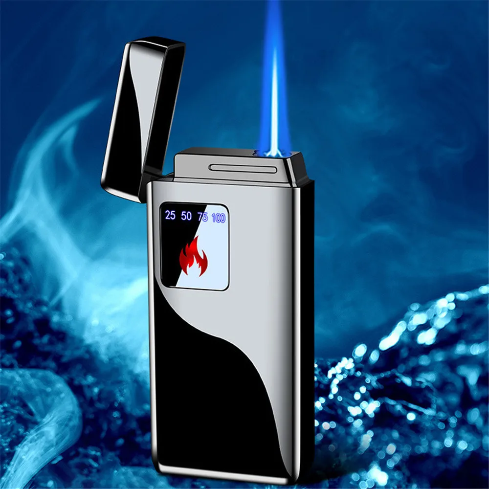 Touch Screen Windproof Torch Inflatable Butane Gas Lighter P