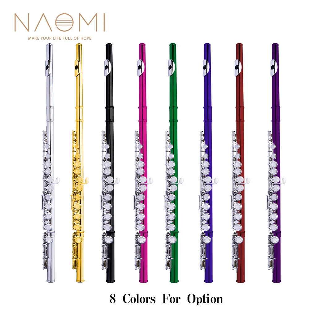 NAOMI Professional 16-Holes C Key Concert Flute Closed Pore Cupronickel Silver Plated Flute enlarge