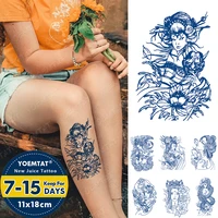 blue beauty ink juice waterproof temporary tatto sticker lasting beauty prajna flower body art transfer fake tattoo men women