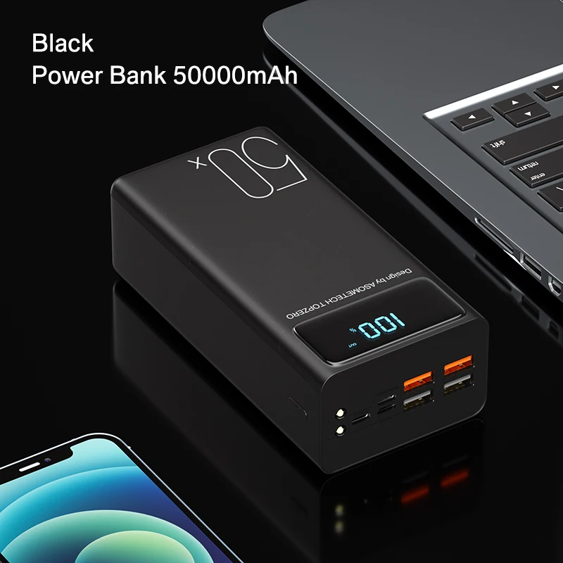 

Power Bank 50000mAh Large Capacity LED Powerbank 50000 mAh 2.1A Fast Charging External Battery Charger For iPhone Xiaomi Samsung