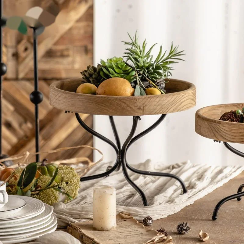 Деревянные полки для хранения во французском ретро-стиле гостиной поднос