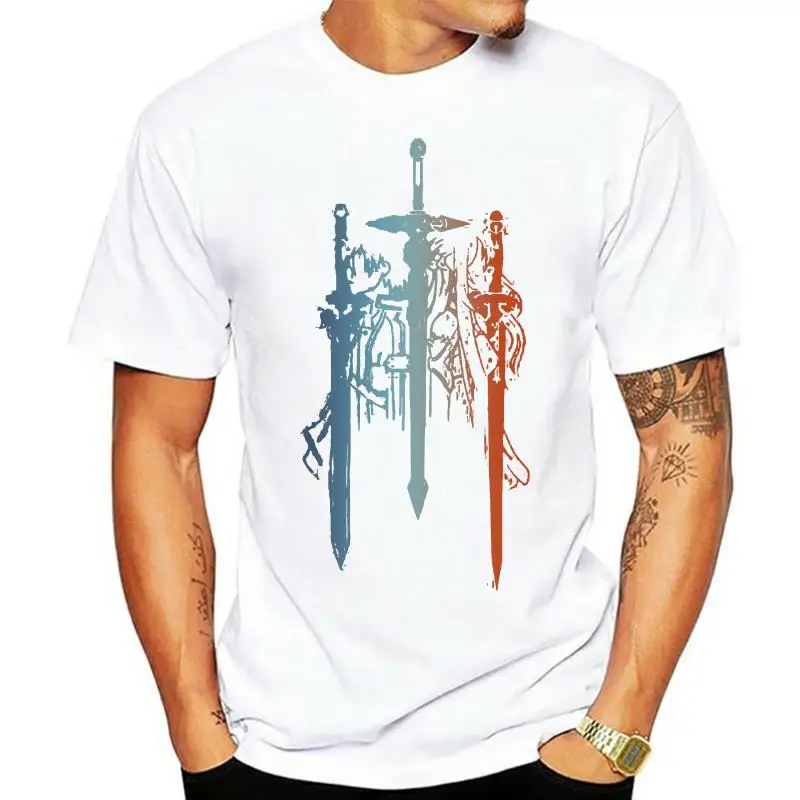 

T Shirts Short fashion men Kirito and Asuna form Sword Art Online sword art online sao kirito asuna tshirt men