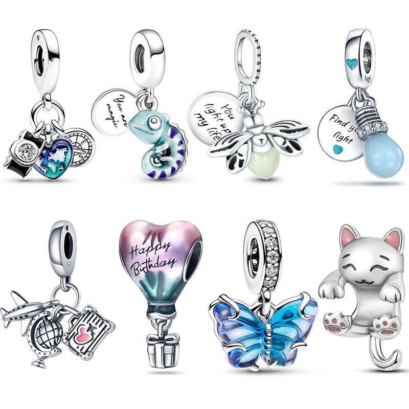 Подвески из стерлингового серебра 925 пробы светящаяся камера-светлячок подходит