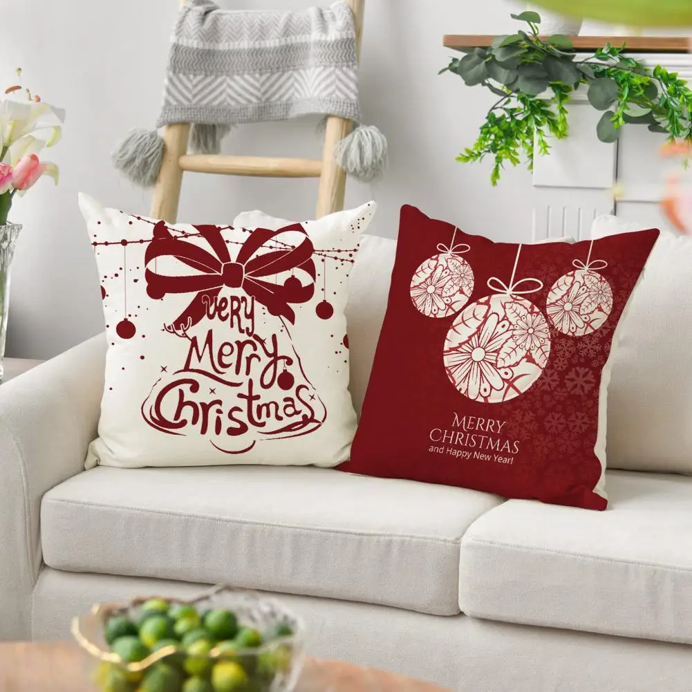 

Christmas Pillow Case Cushion Cover Festive Christmas Pillow Covers Durable Non-fading Elk Snowman Print for Stylish Holiday