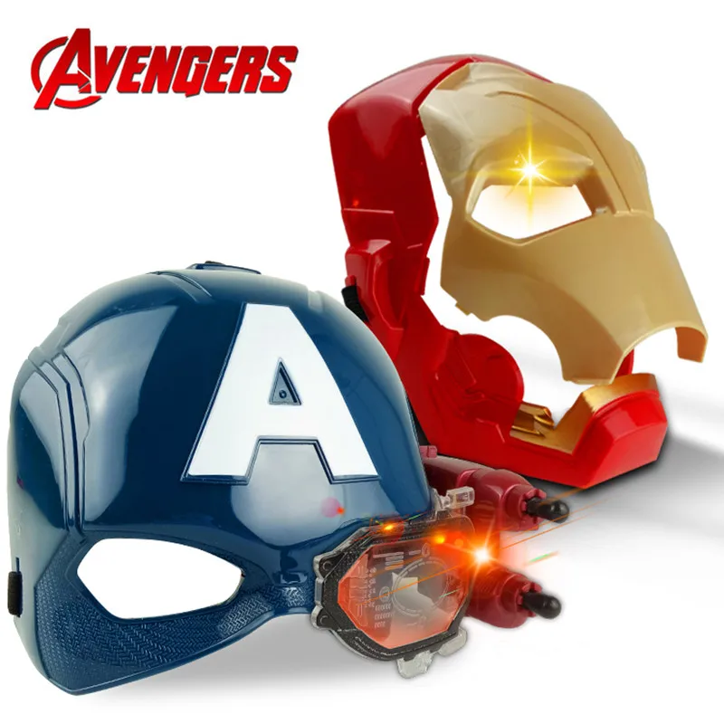 

Новинка маска Marvel Мстители 4 Железный человек Капитан Америка световой звук Тони Старк шлем открытая маска для детей Хэллоуин косплей