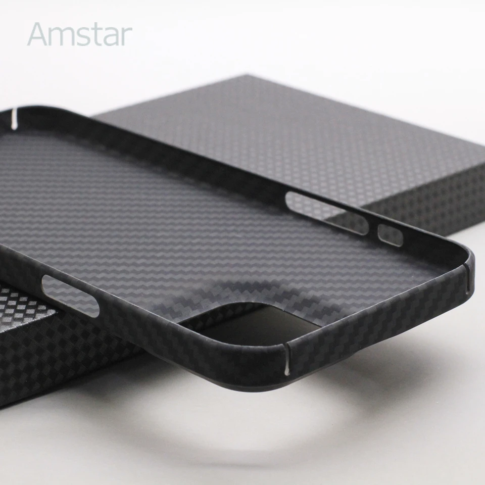 Защитный чехол Amstar из чистого углеродного волокна для iPhone 14 13 Pro Max Mini Plus