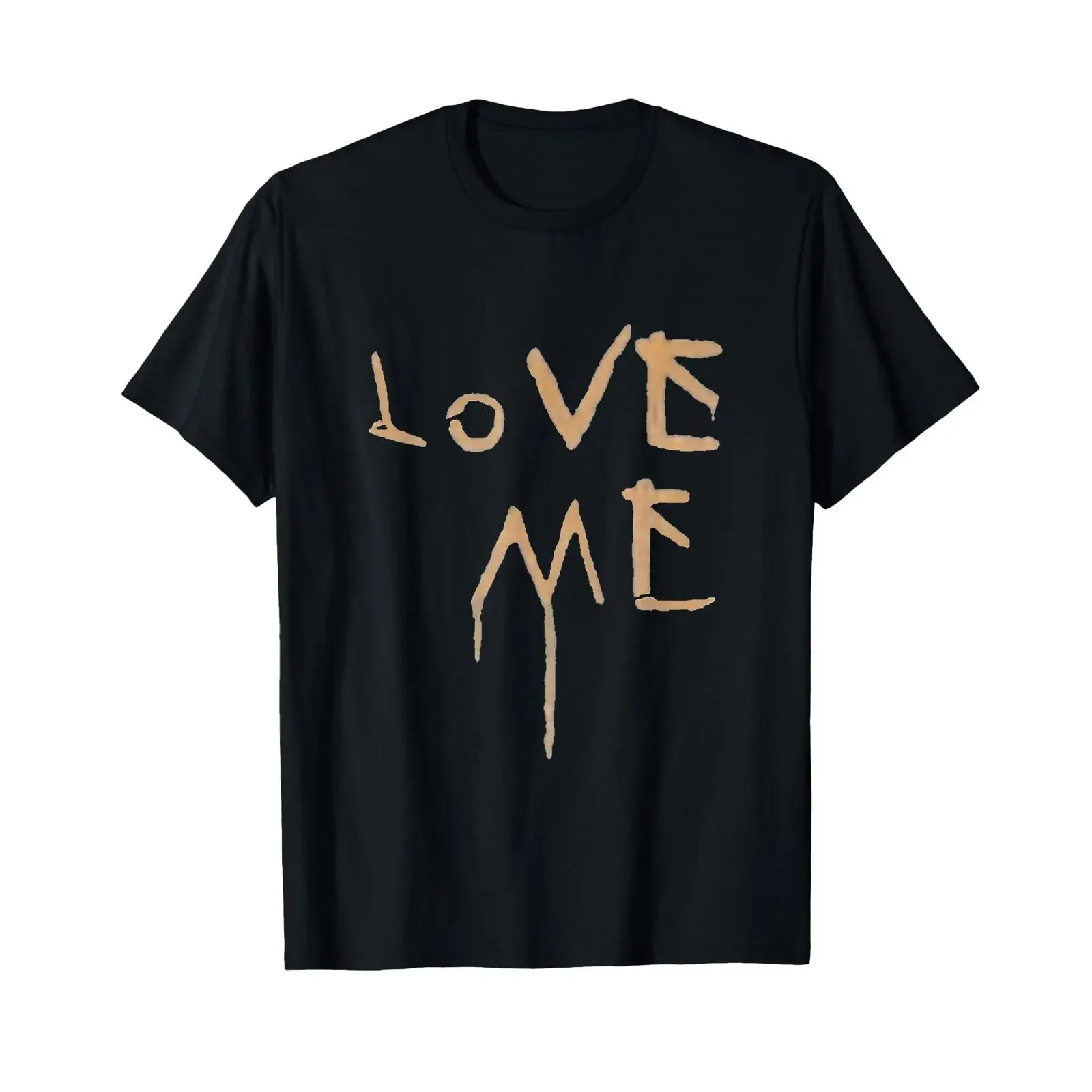 Фото Футболка Love Me с эффектом капельной росписи, винтажная, с эффектом потертости, универсальная, дышащая, дизайнерская одежда, стильный топ для повседневной носки №1
