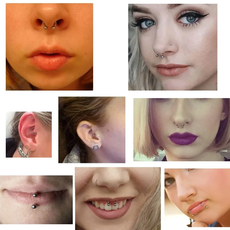 Кольца для пирсинга из нержавеющей стали 40/60 шт